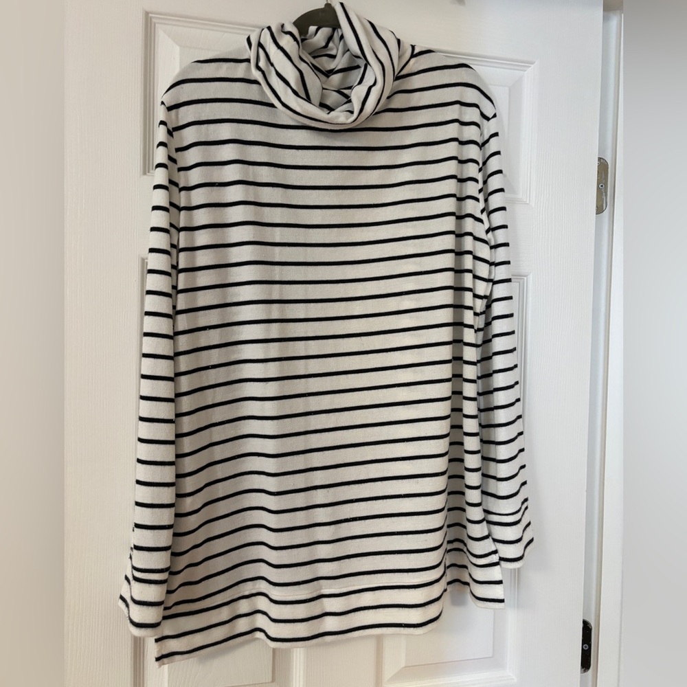 a new day Black and White Striped Turtleneck Sweater